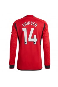Manchester United Christian Eriksen #14 Jalkapallovaatteet Kotipaita 2023-24 Pitkähihainen